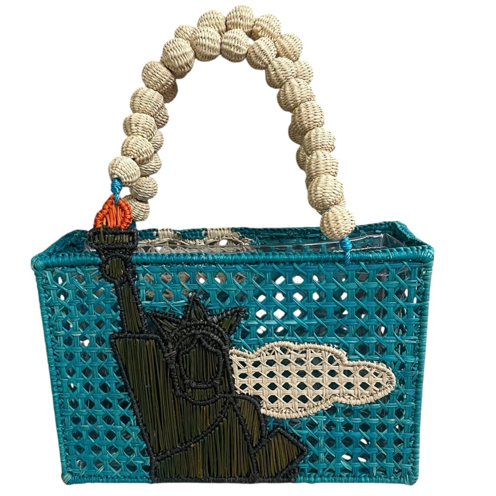 Mercedes Salazar ‎ Statue  Of Liberty RARE Hand Bag  W/ Plastic Liner  Hand Made